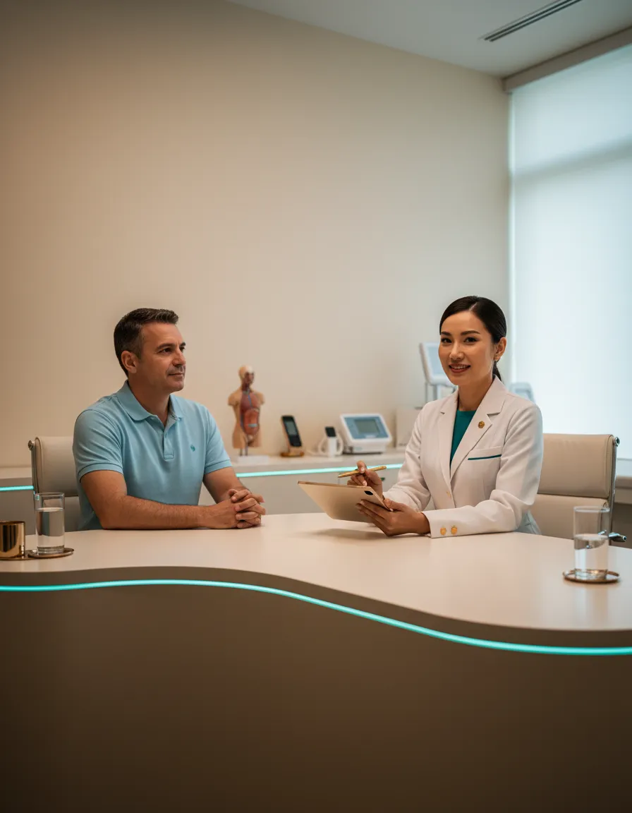 Doctor and patient during a medical weight loss consultation at Nexus Clinic