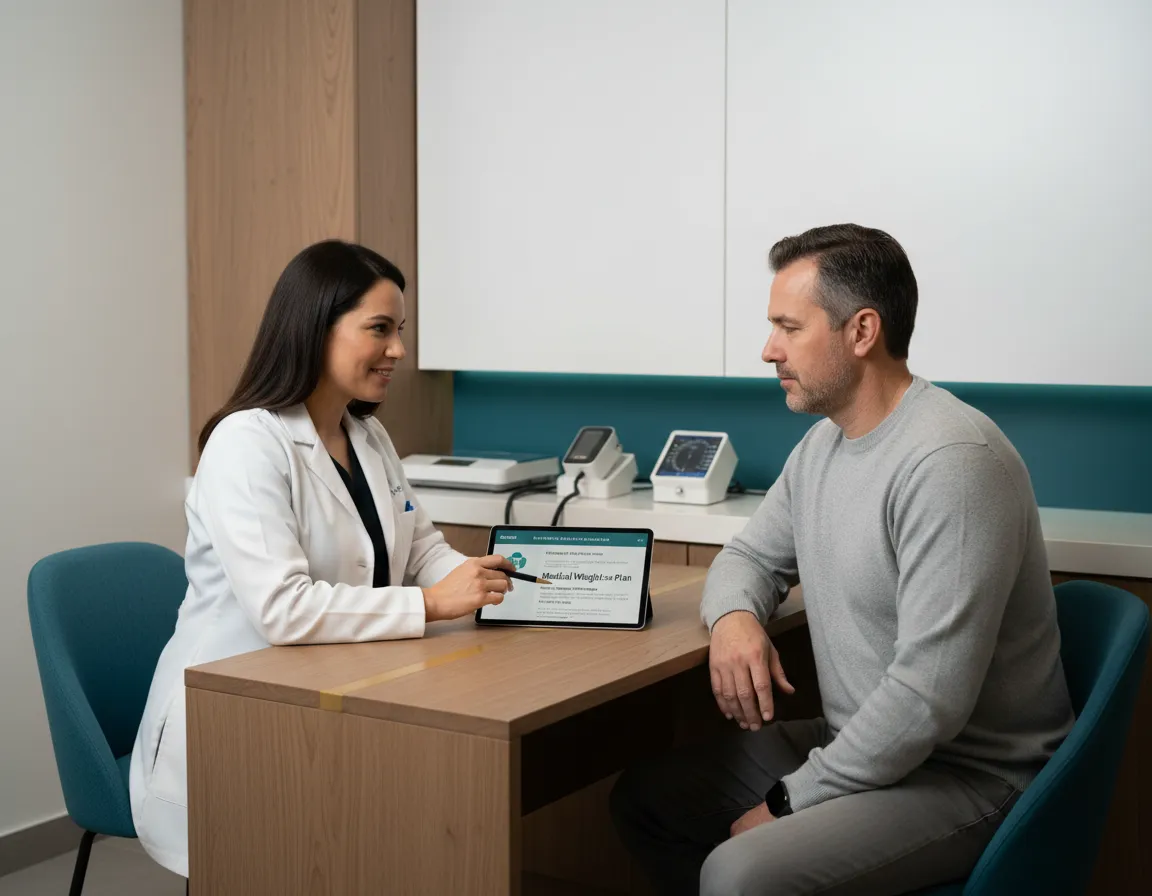Doctor reviewing medical weight loss plan with a patient