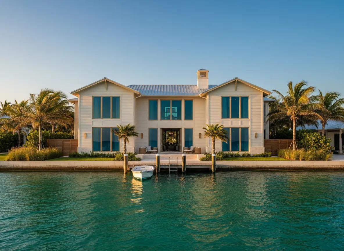Coastal waterfront home exterior