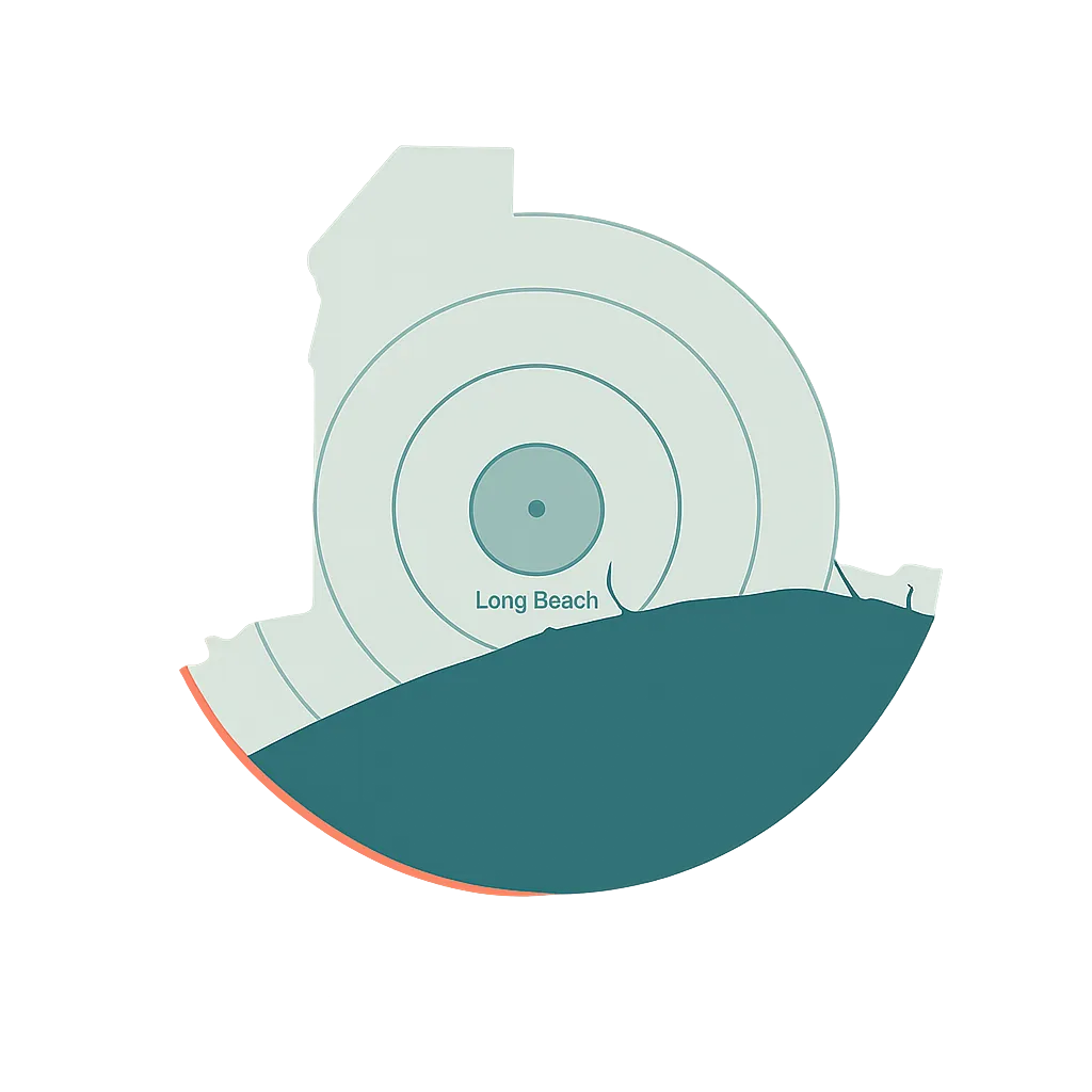 Subtle professional map graphic of Mississippi Gulf Coast service area