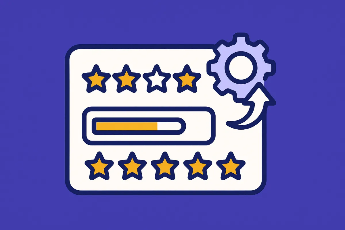 Illustration of review ratings improving from 3 to 5 stars