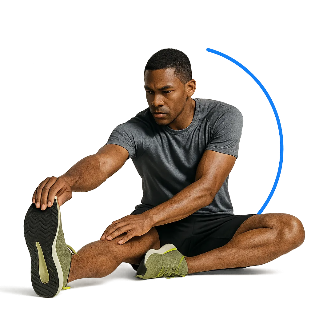 Desaturated cut-out action shot athlete flexibility and joint strength