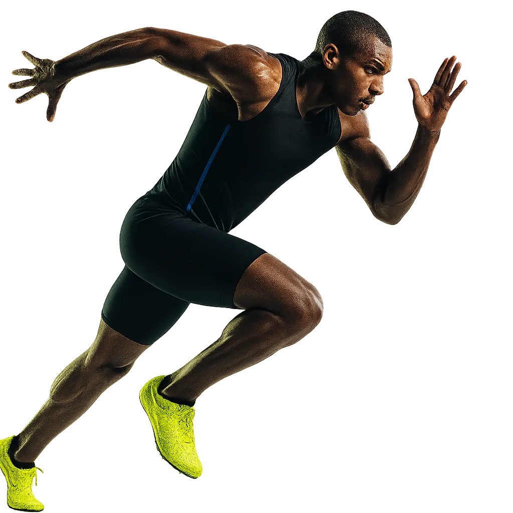 Desaturated cut-out action shot athlete energy