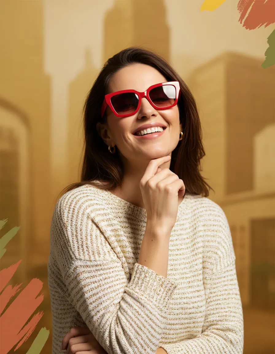 Woman red sunglasses