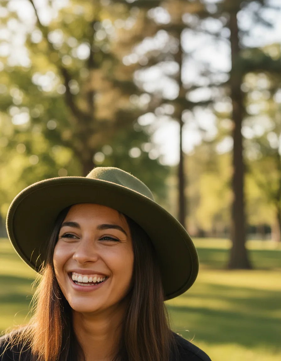 Woman green hat