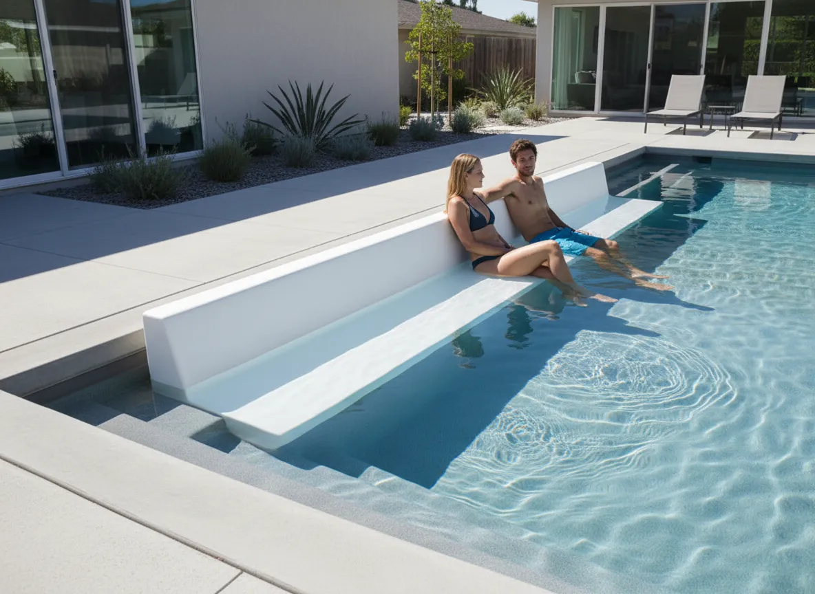 Banca para piscina de fibra de vidrio