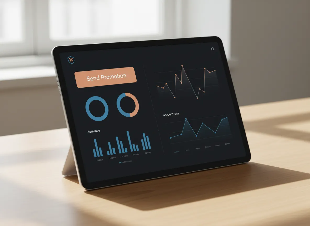 Dashboard with send promotion button for contractors