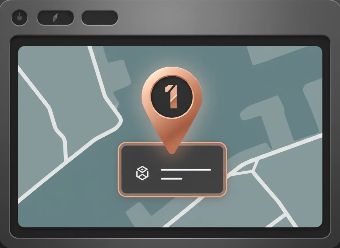 Map showing business ranking number 1 in local search results