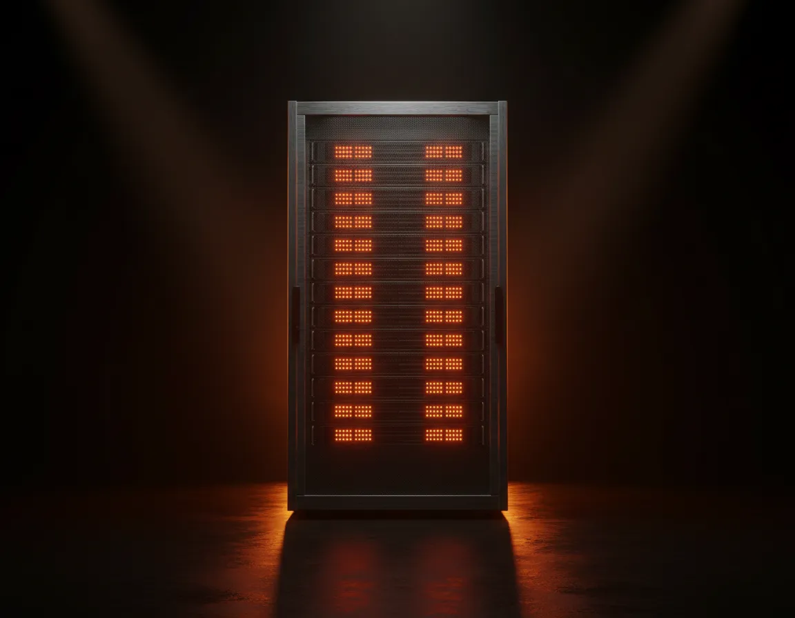 Industrial server system with orange LED indicators