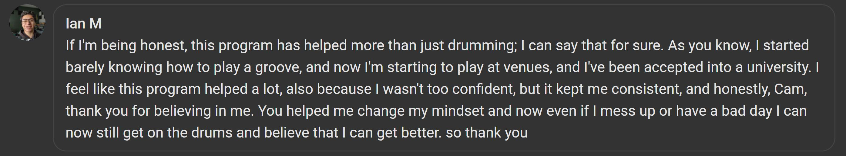 Testimonial screenshot