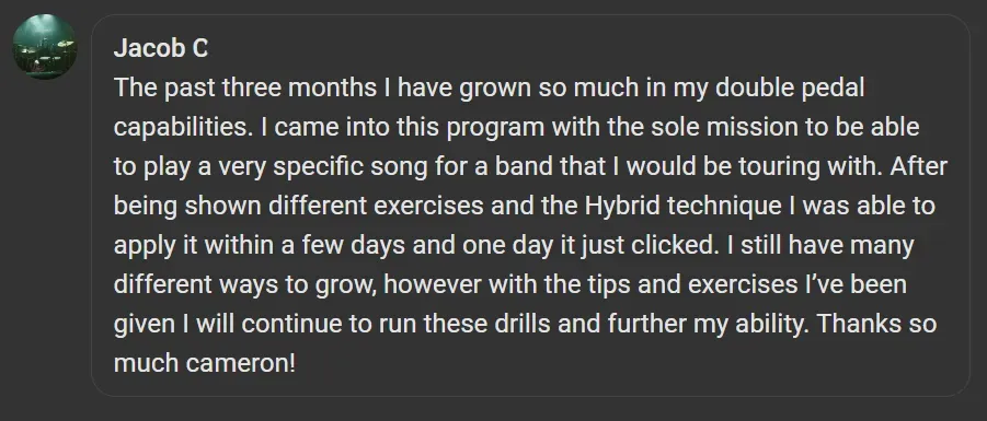 Testimonial screenshot from Jacob C