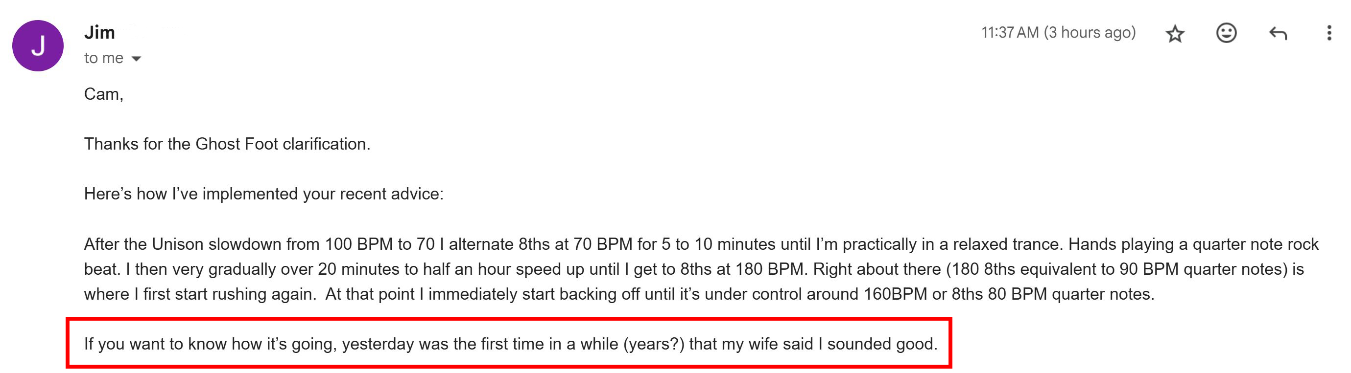 Testimonial screenshot