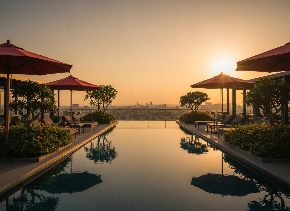 Rogner Hotel Tirana pool and gardens