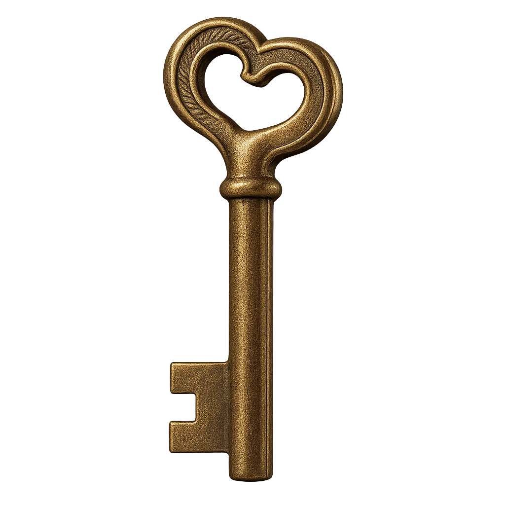 Antique gold key cutout representing heritage and access