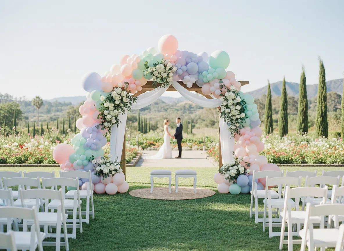 Balloon arch at wedding ceremony in Orange County
