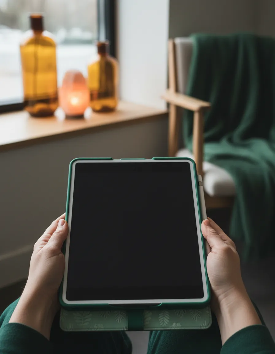 A wellness professional client booking an appointment seamlessly on a tablet