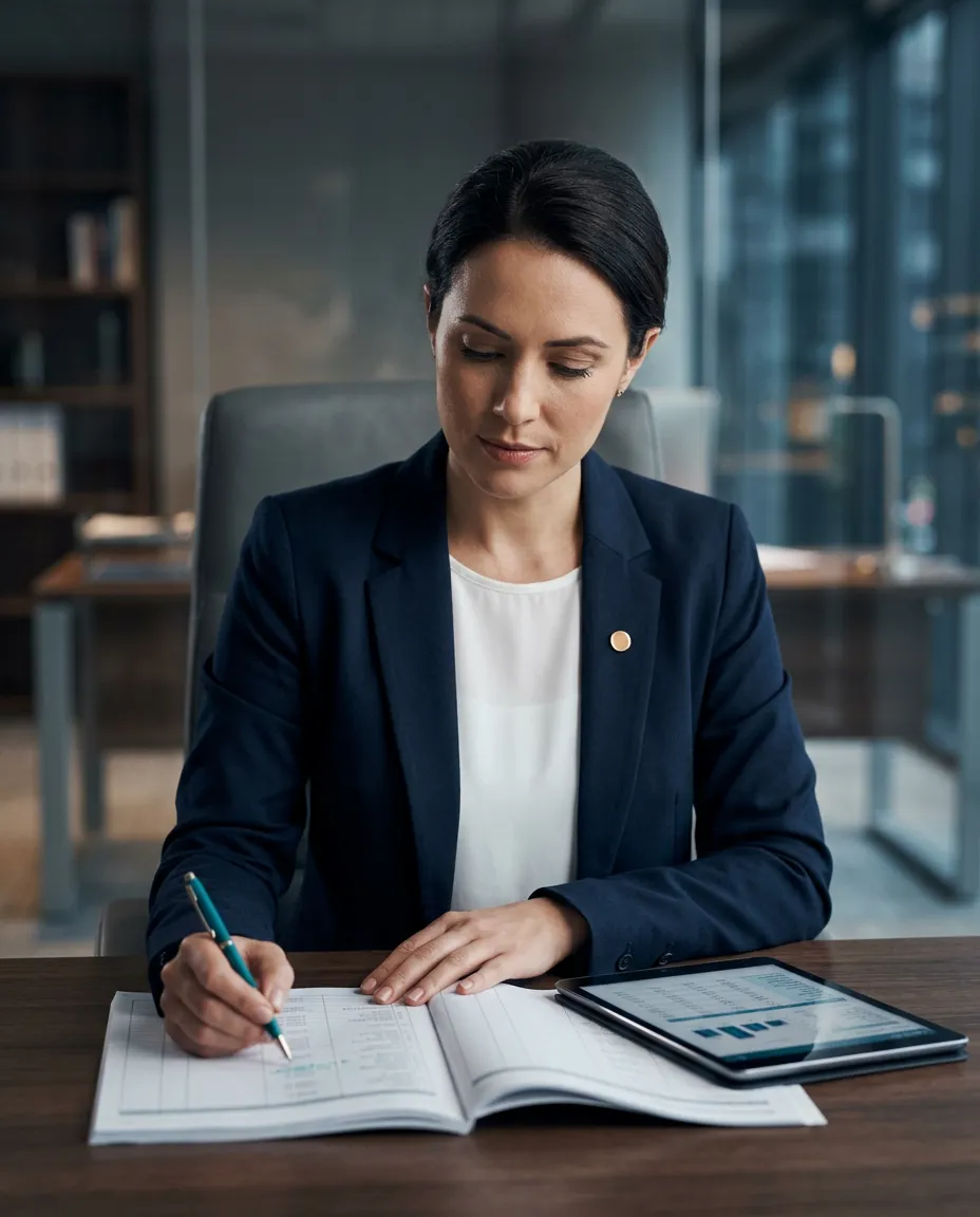 Saguaro Ledger Accounting executive reviewing financial portfolio