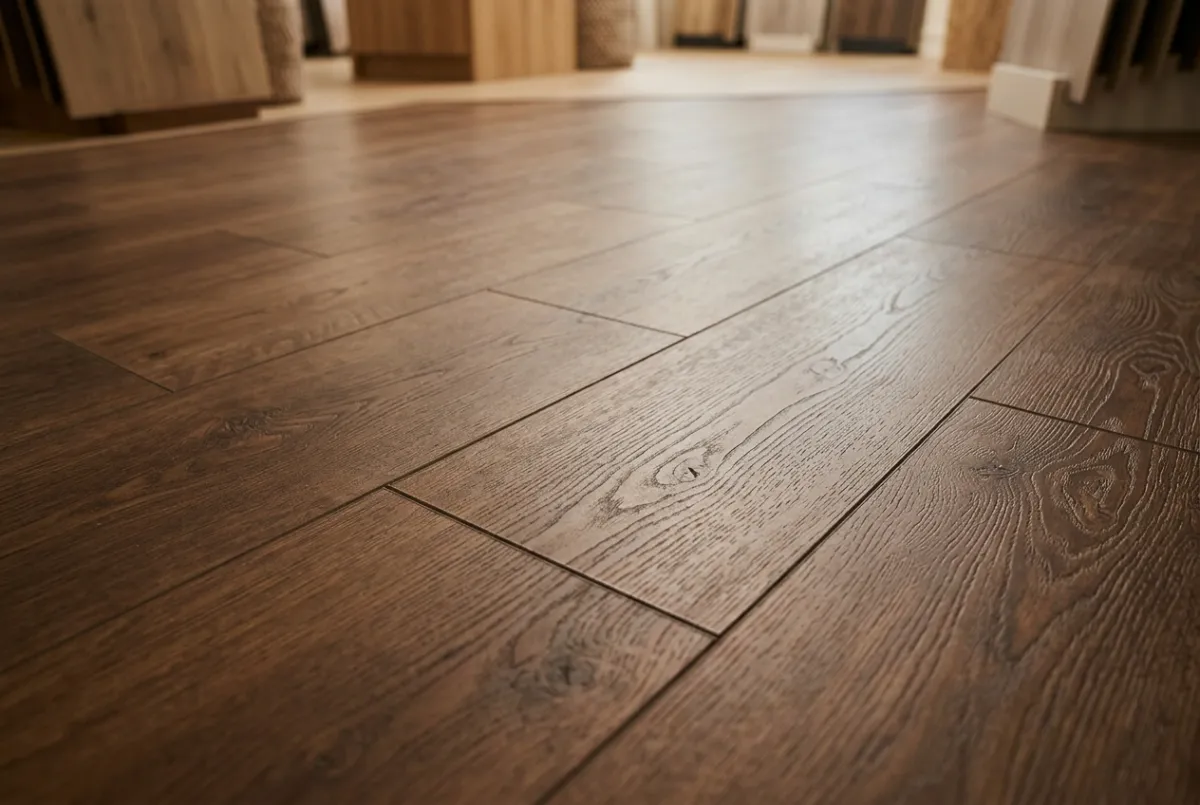 Luxury vinyl plank waterproof flooring with realistic wood embossing