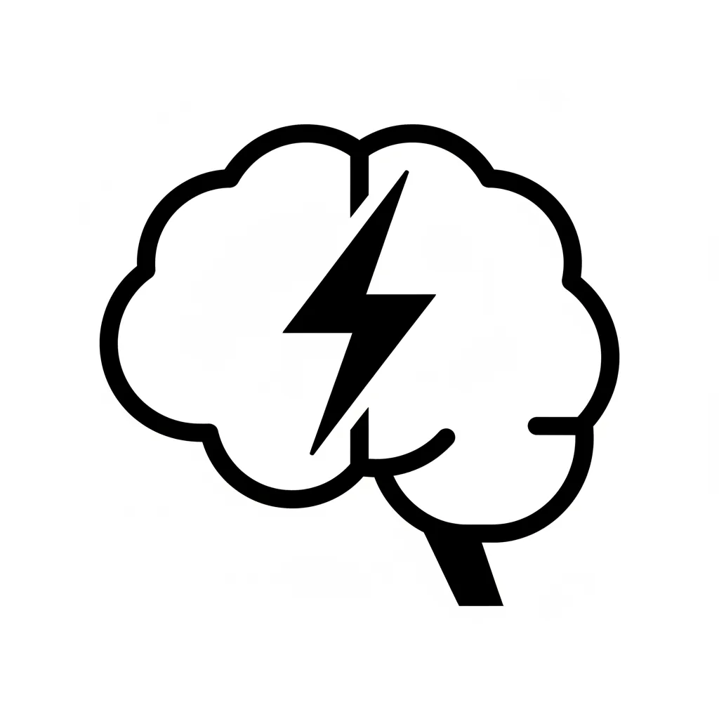 Brain with lightning bolt icon - green/teal