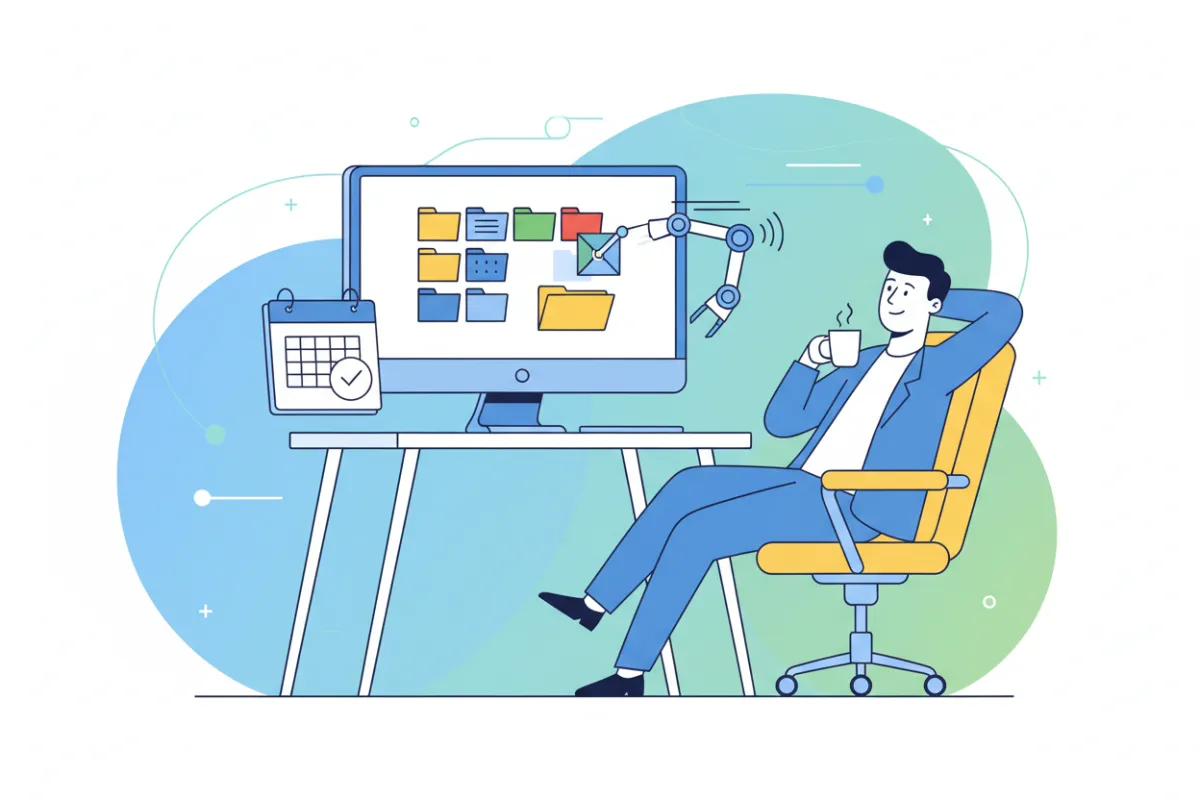 Pencil sketch of a clean dashboard interface and relaxed user pressing a button representing the new Growth OS way
