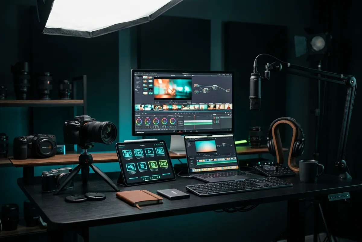 Creative media studio setup showcasing high-converting visual production and narrative strategy