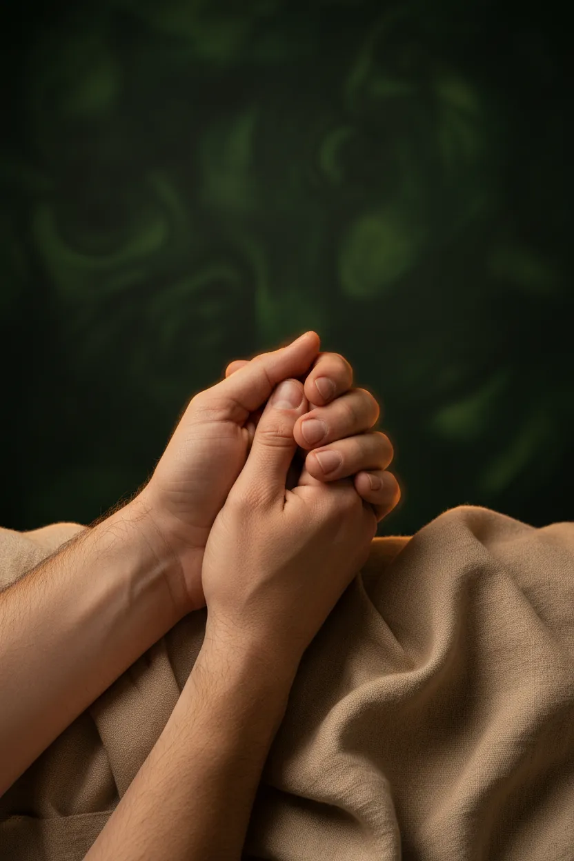 A gentle, soft-focus organic moment conveying the warmth and emotional safety of human connection without clinical pressure