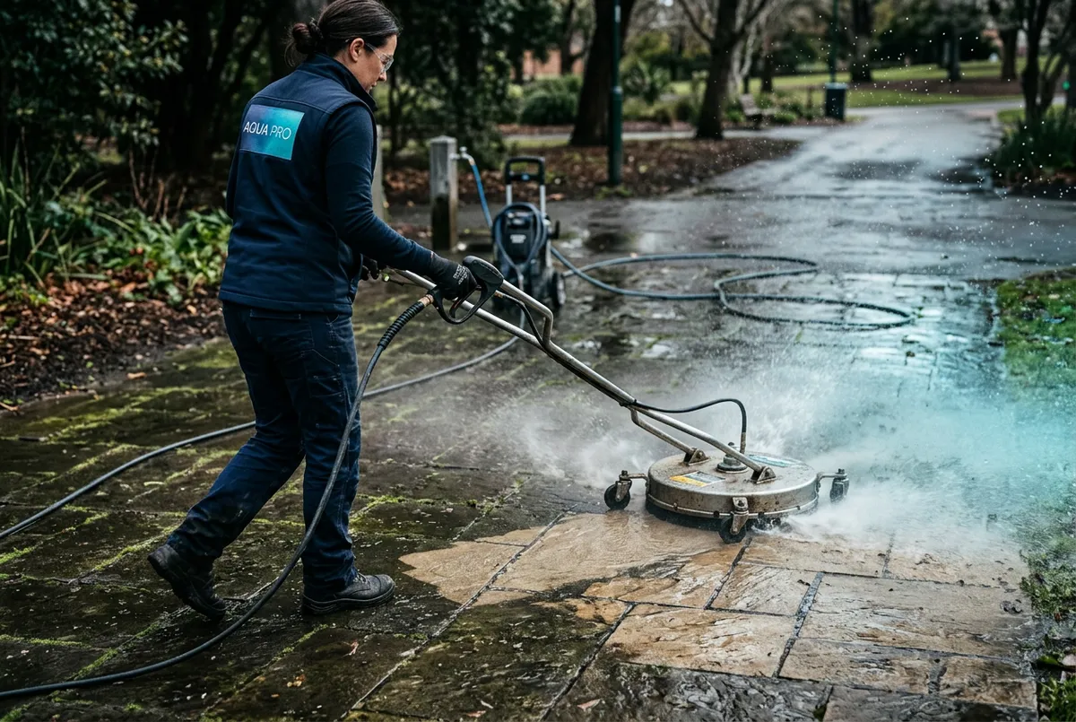 Pathway and walkway cleaning with high pressure jetting