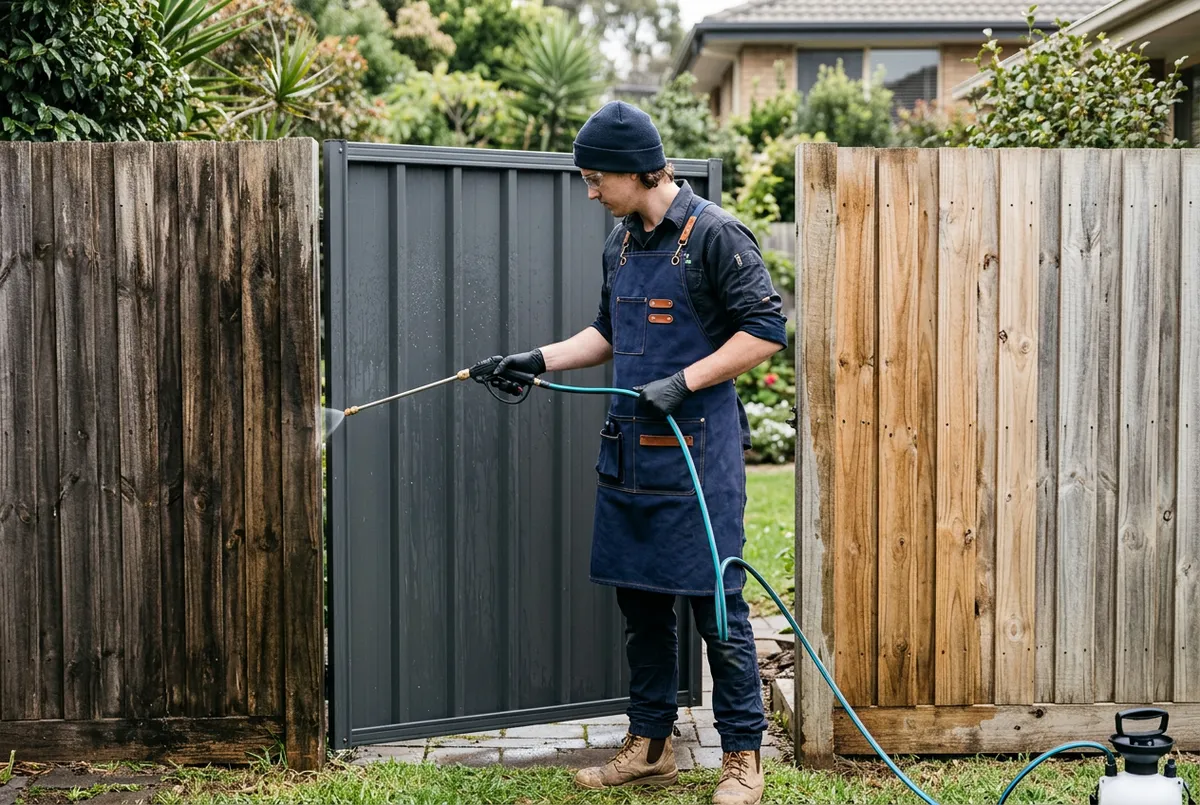 Colorbond and timber fence pressure cleaning
