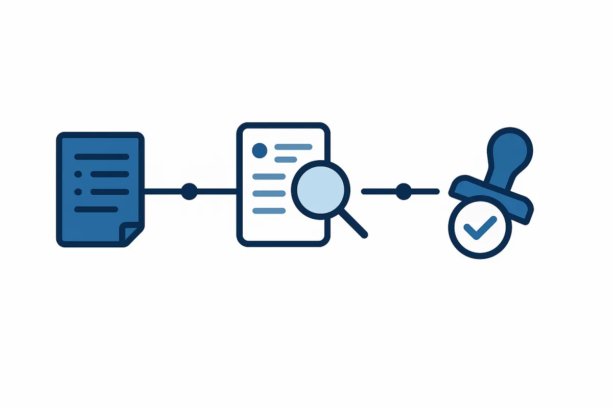 Ilustración profesional de una línea de tiempo de admisión