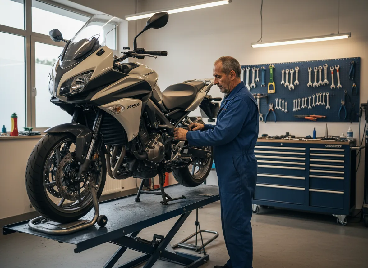 Oficina de motos em Valongo, mecânicos a trabalhar