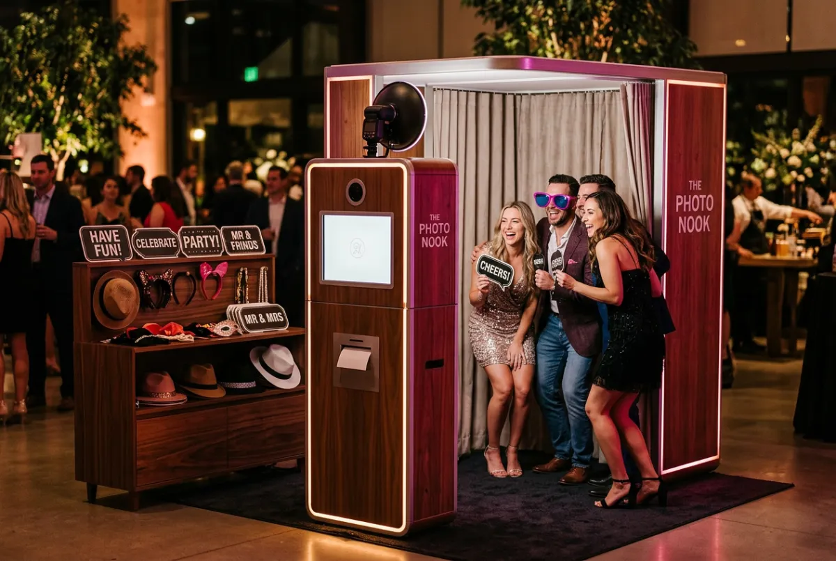 Just the Booth setup with party guests