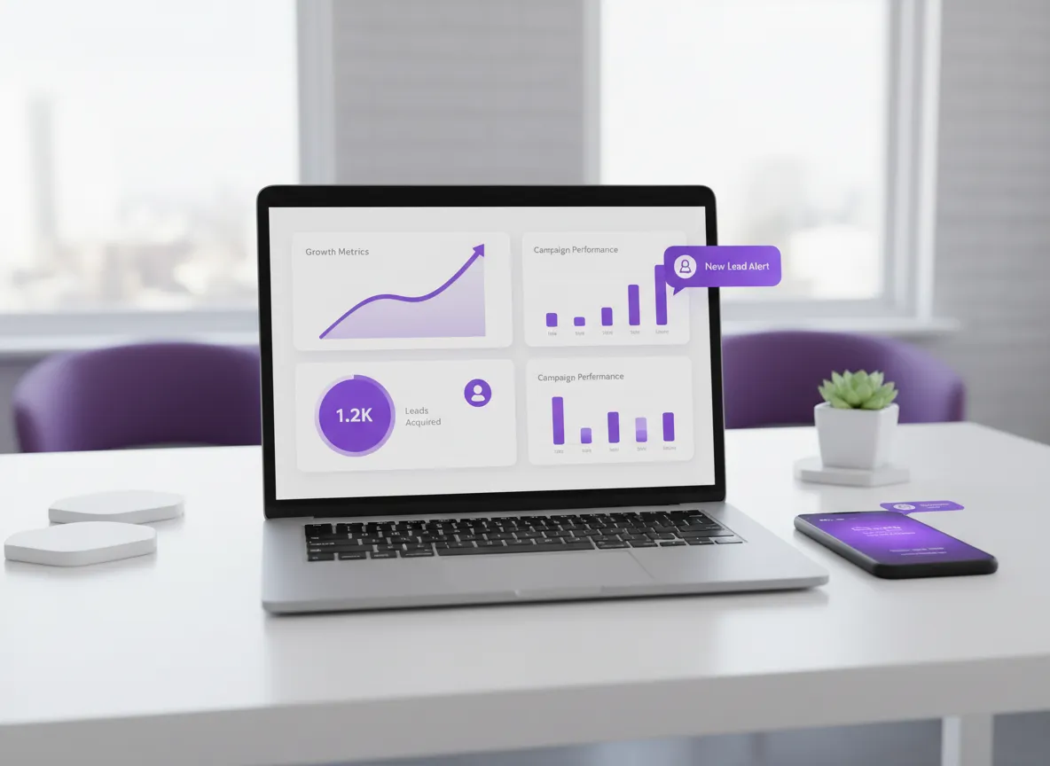 Modern website mockup on desktop, tablet and mobile for a local business