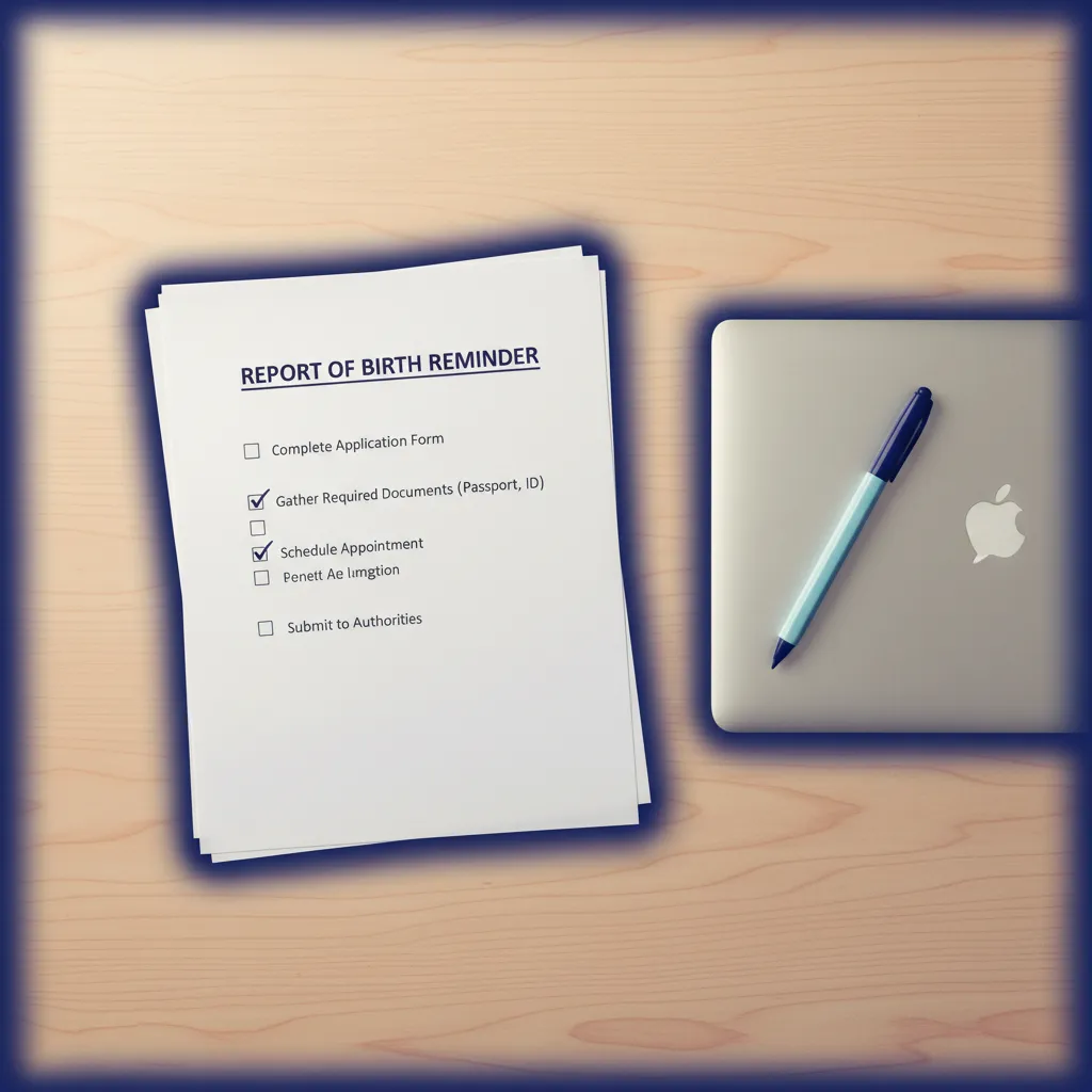 Checklist and documents for Report of Birth reminder