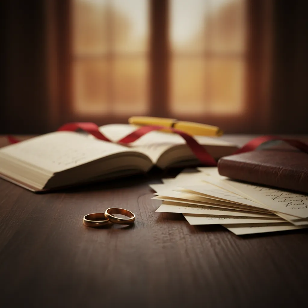 Wedding rings and documents