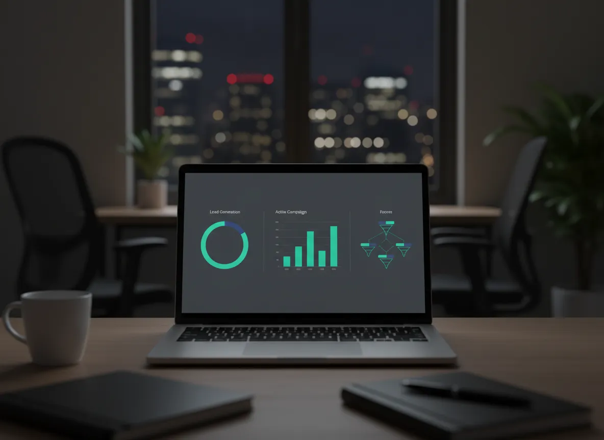 Dashboard de marketing con métricas de leads y campañas
