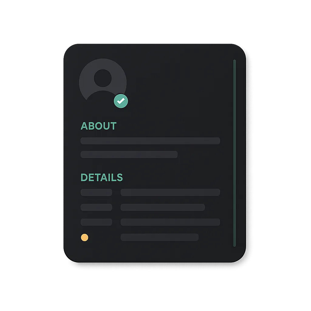 Dashboard-Mockup / Profil-Ansicht