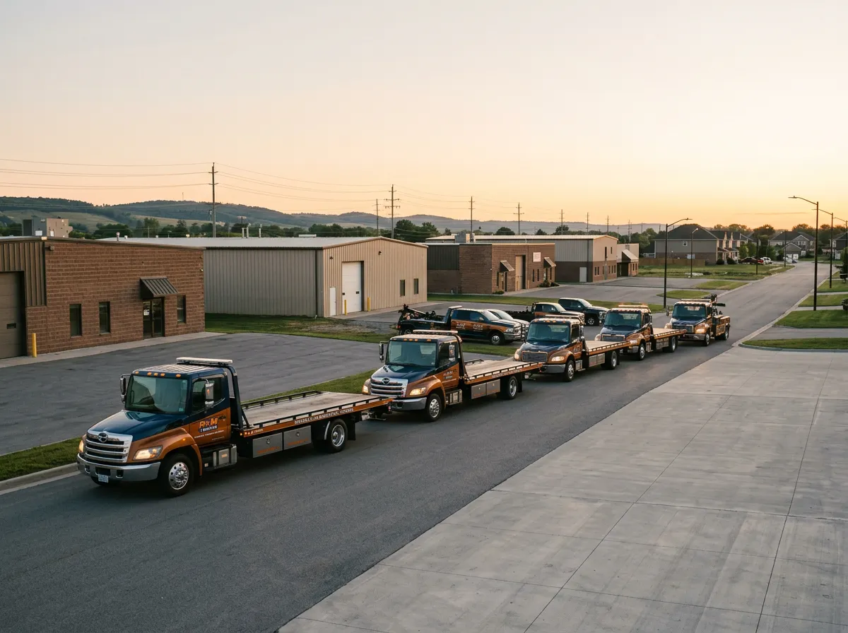 Commercial towing service fleet operating across Cuyahoga County municipalities