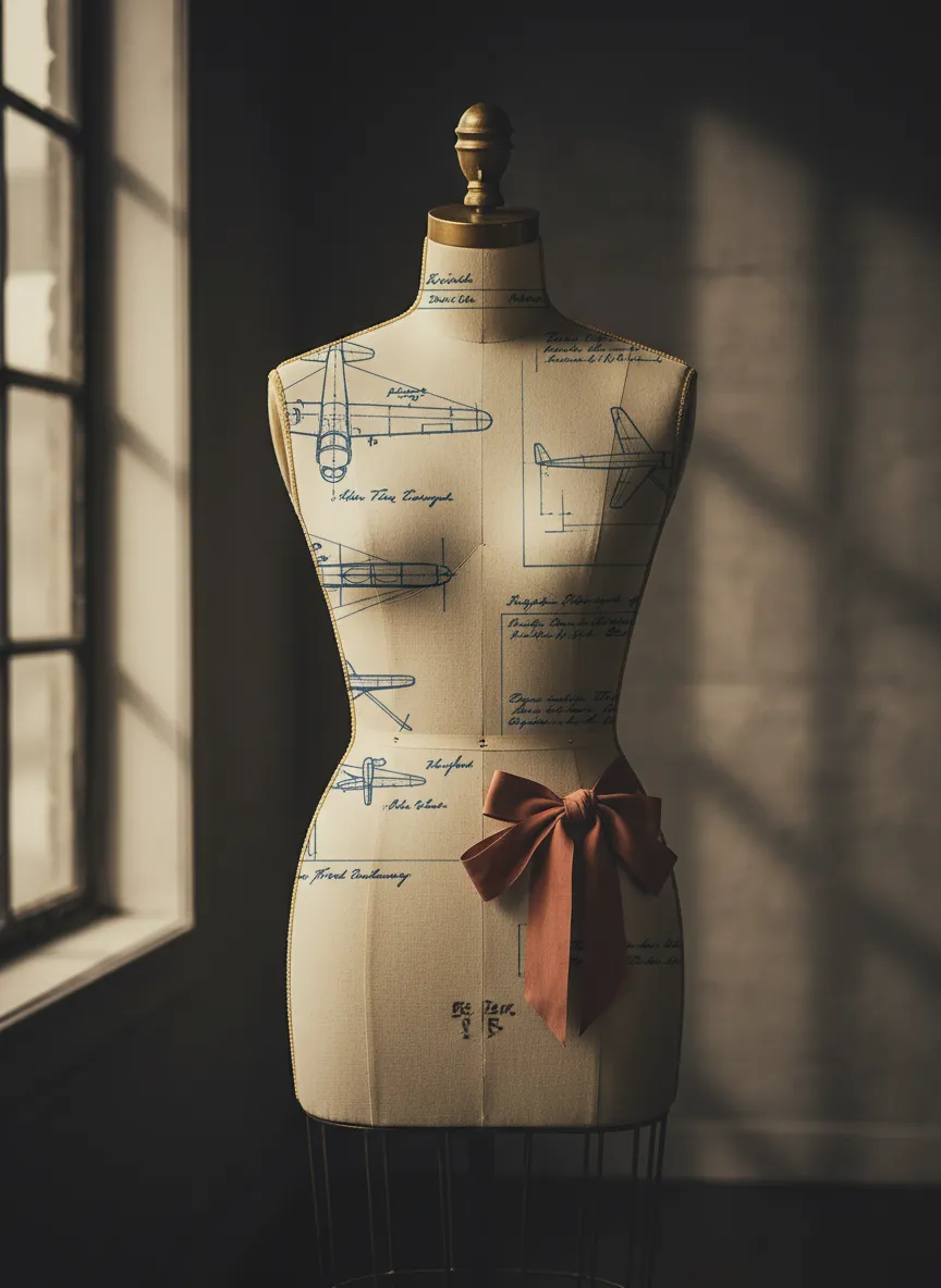 Vintage photograph showing structural garment design