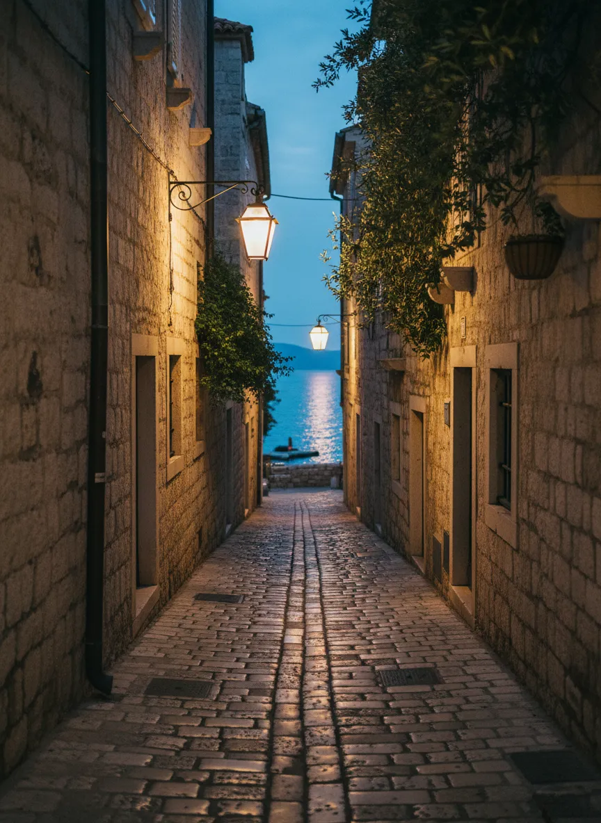 Hvar harbor at evening