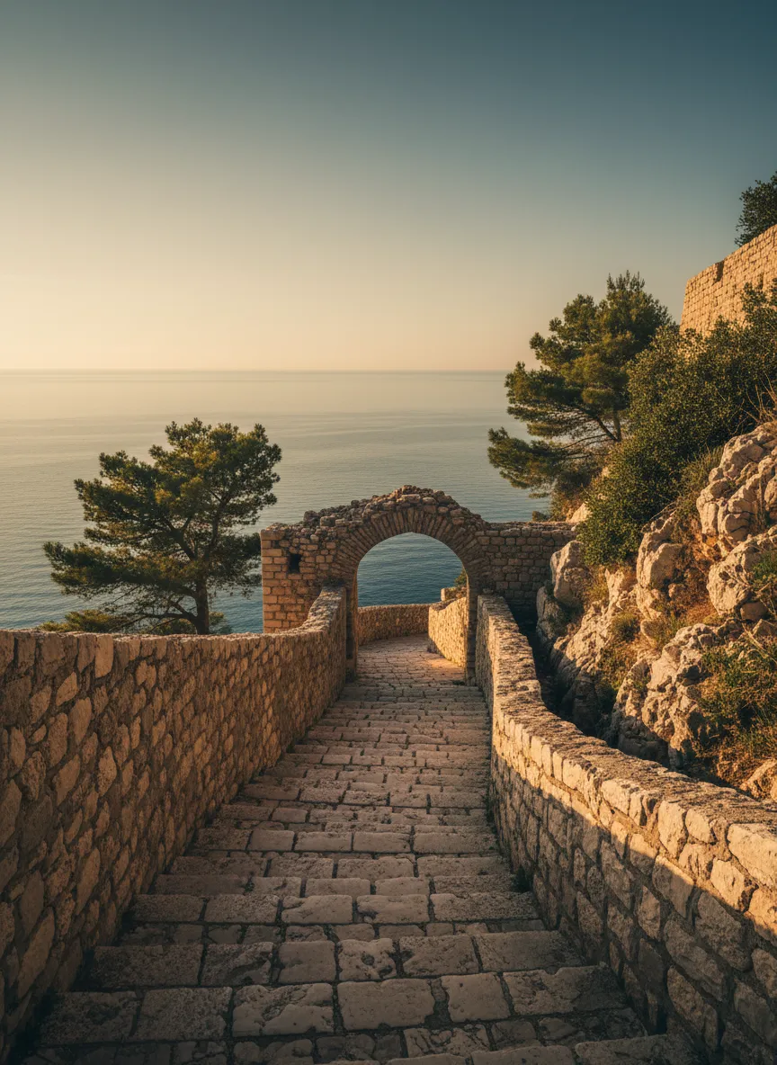 Quiet streets of Dubrovnik in morning light