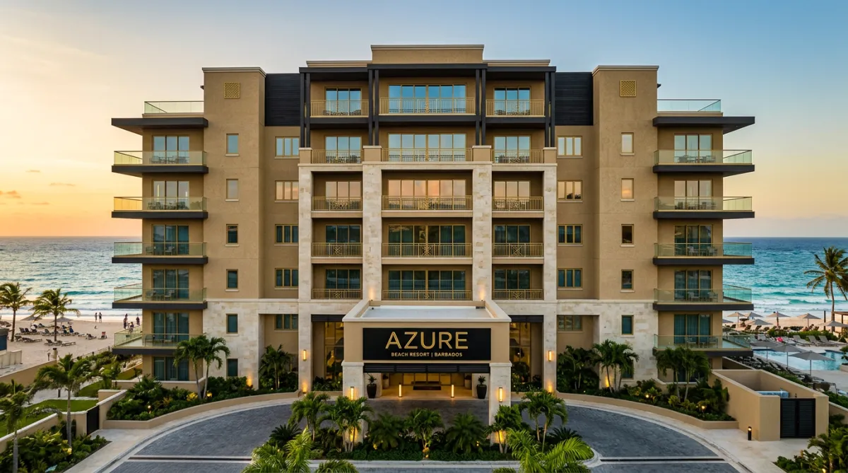 Commercial beachfront resort facade restored with industrial precision and gold standard care
