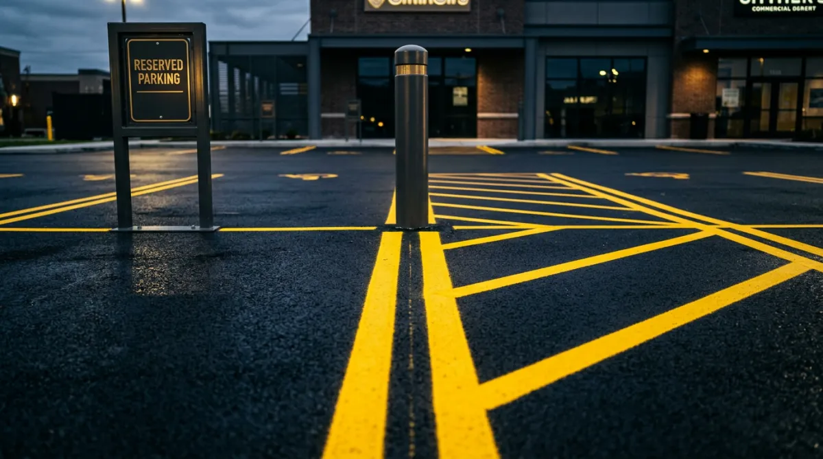 High-visibility parking lot line striping and traffic markings in Barbados