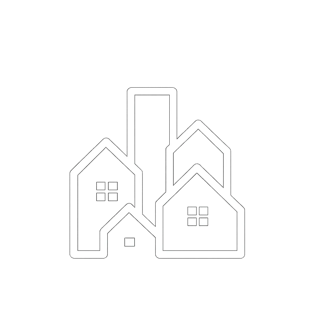 White outline of multiple houses forming a skyline with 'GTA REAL ESTATE LICENCE TUTORING' text