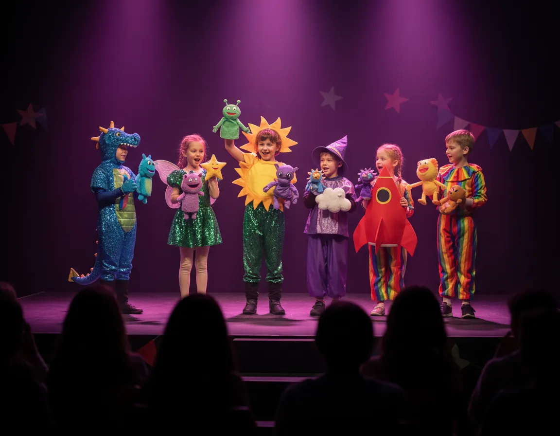 Niños en una presentación teatral de Talent Show