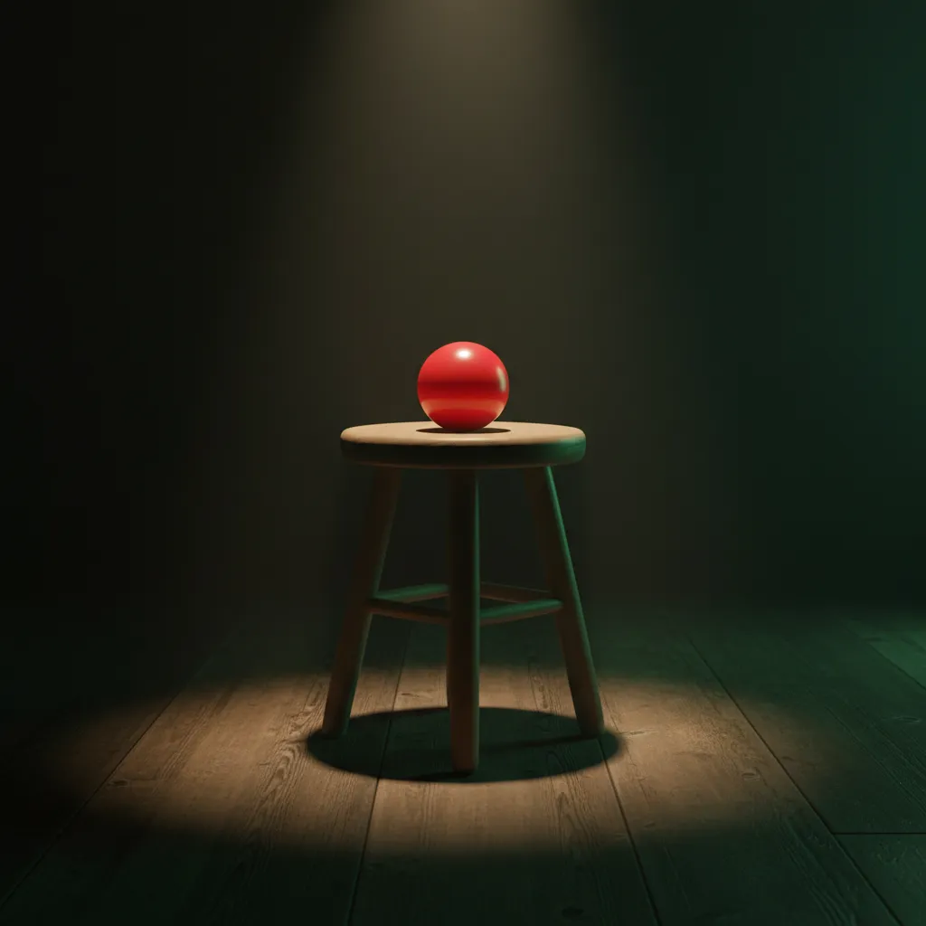 Tabouret et balle rouge sur scène