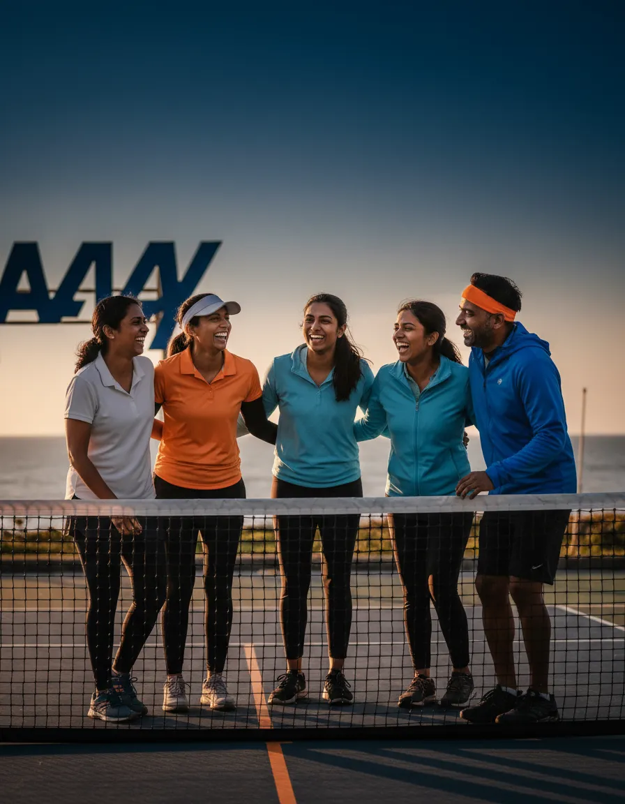Diverse South Asian players laughing together at a local Halifax venue
