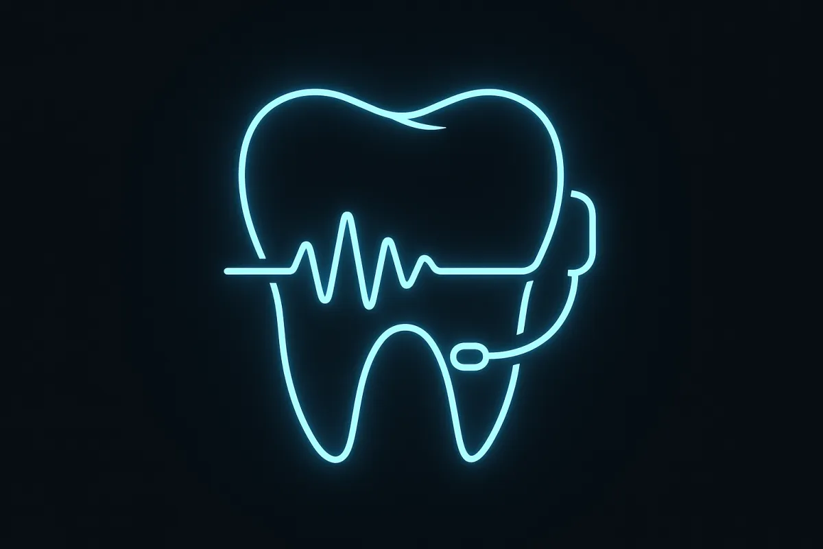 Dentist Voice Assistant logo - neon blue on transparent
