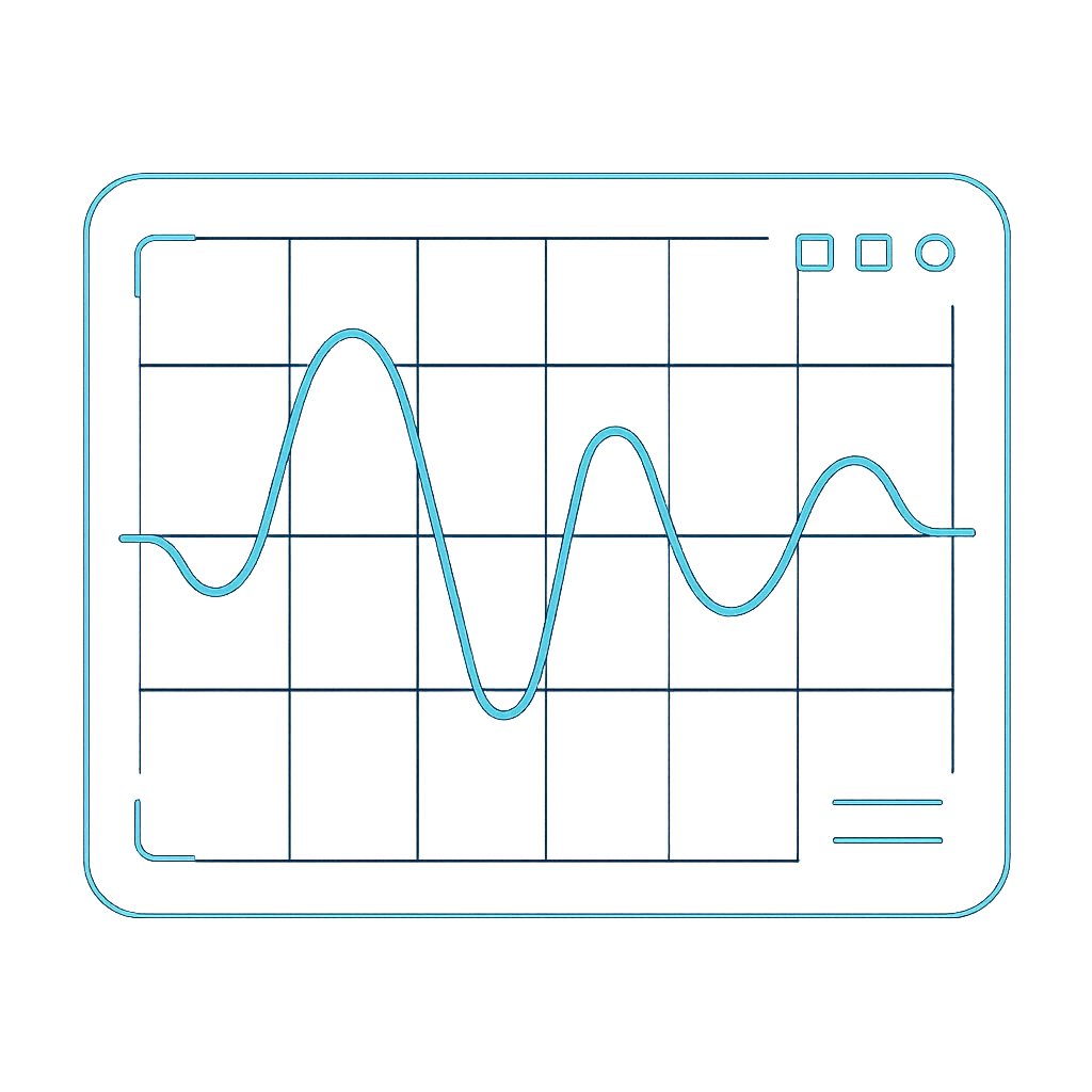 Stylized neon-blue waveform panel