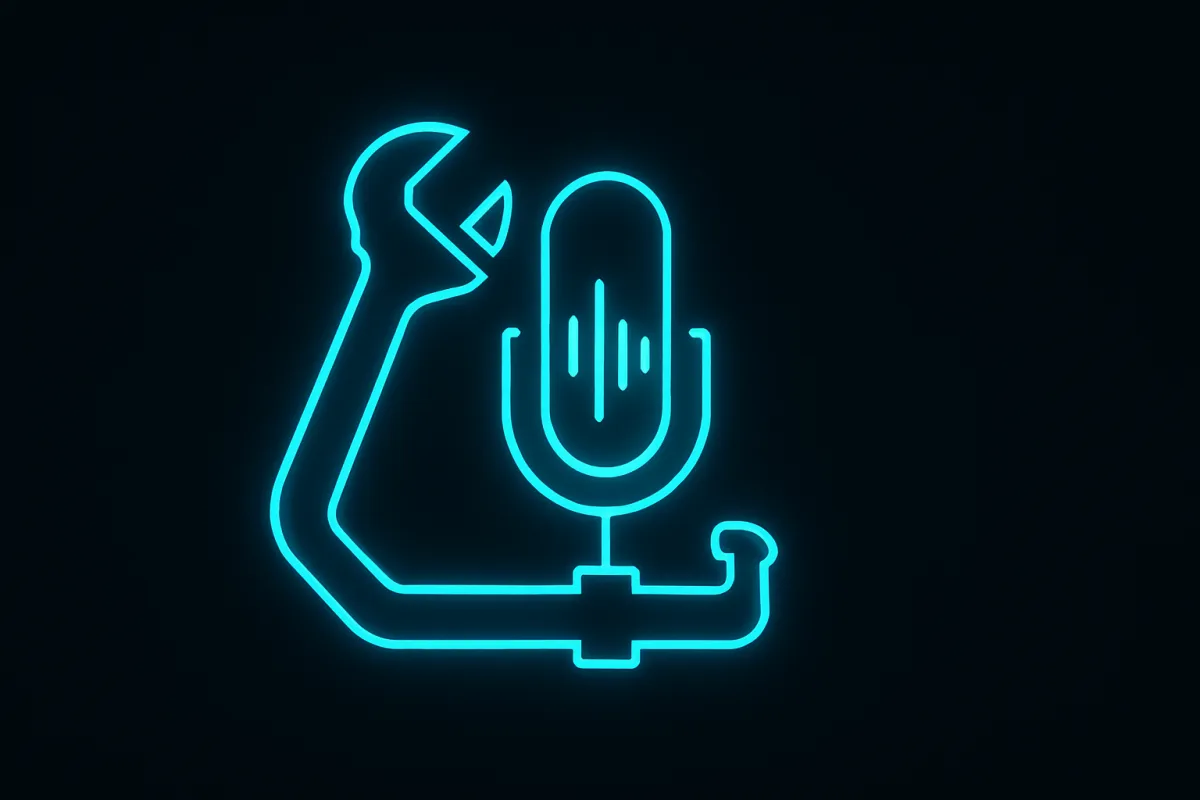 Plumbing Voice Assistant logo - neon blue on transparent