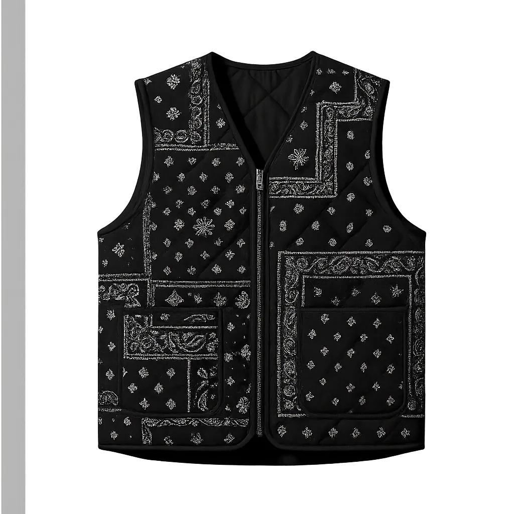 CI-205 Bandana Print Vest in high contrast black and white